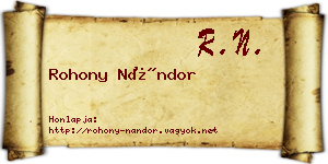 Rohony Nándor névjegykártya