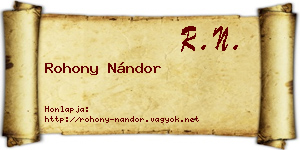 Rohony Nándor névjegykártya